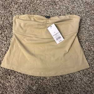 Wild Fable Tan Ruched Mini Crop Top